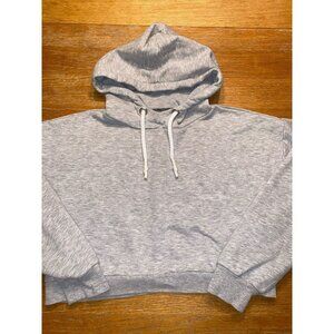 Cropped Gray Hoodie With Drawstring